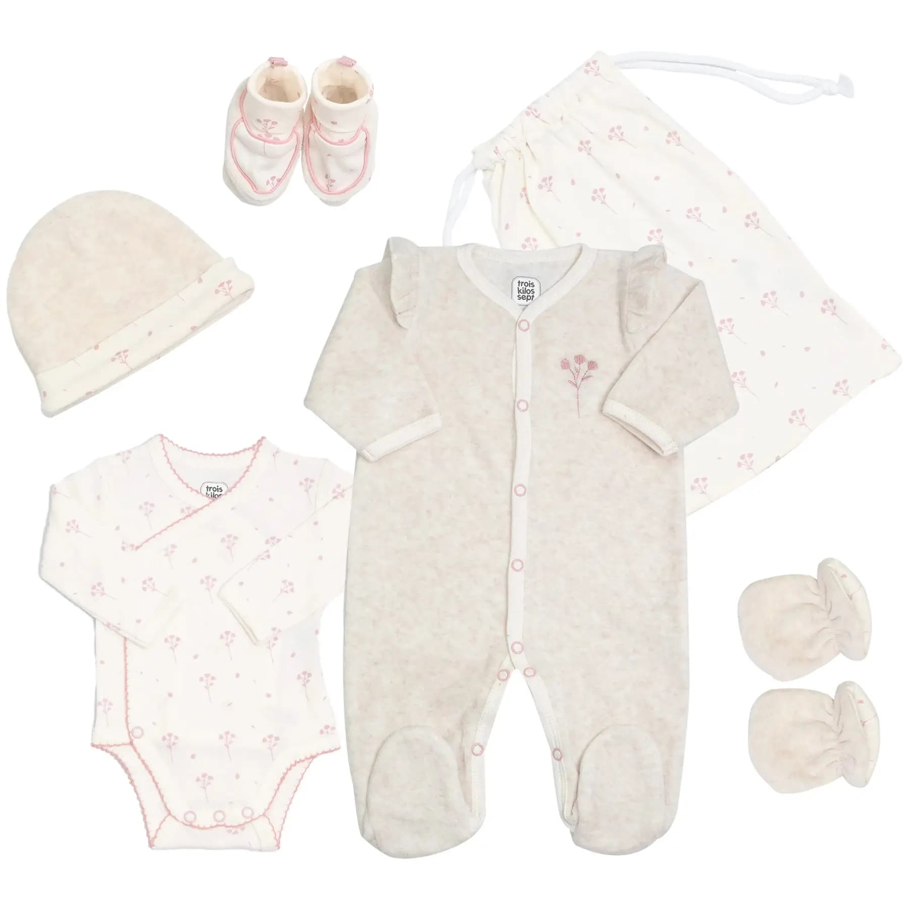 Ensemble naissance 6 pièces bébé Trois Kilos Sept