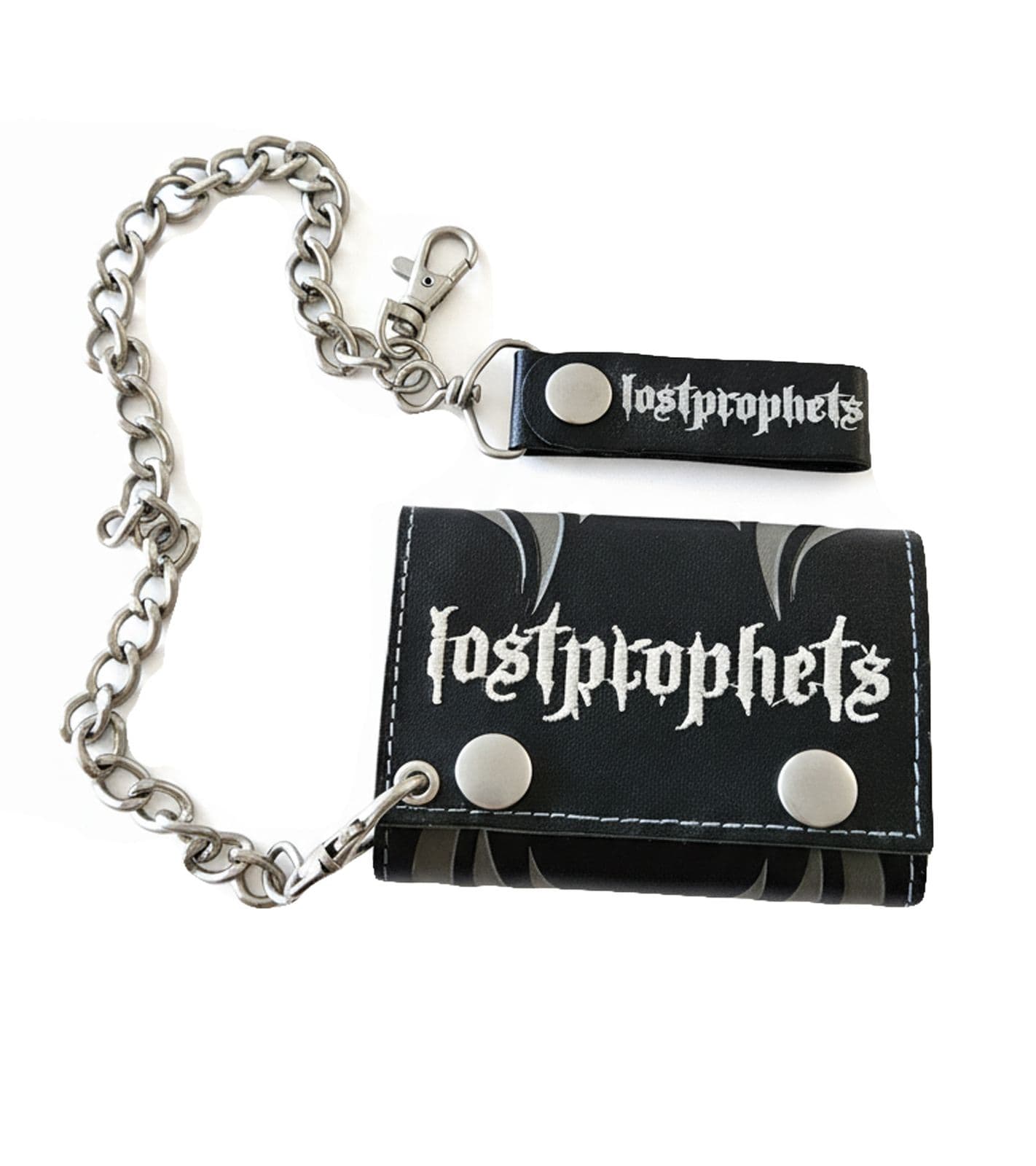 Portefeuille élégant en vinyle Lostprophets, groupe de rock gallois, avec logo, noir/blanc