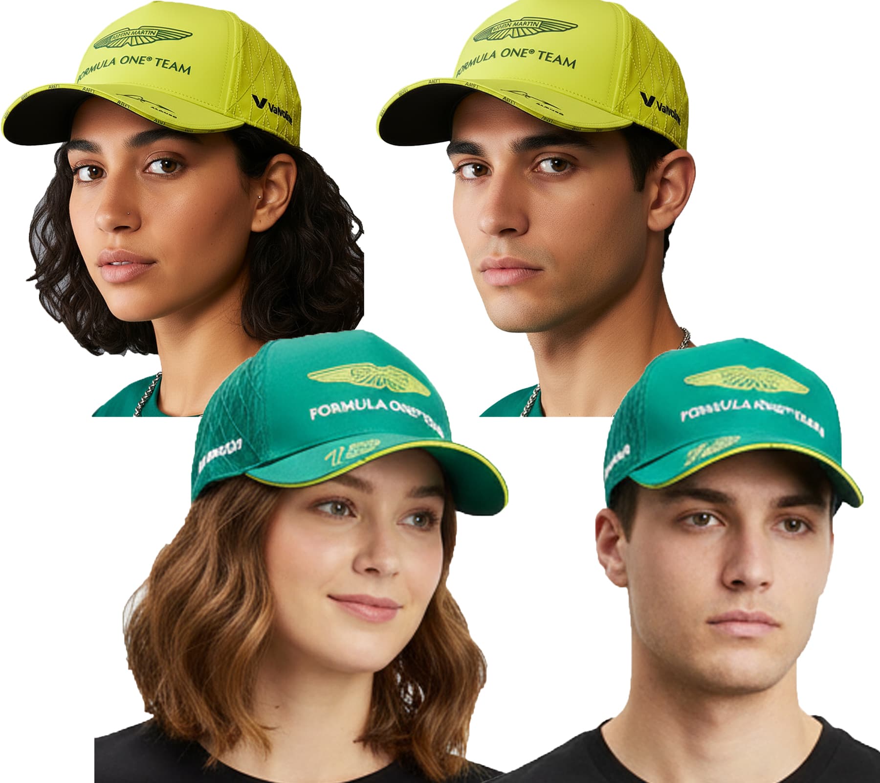Casquette de baseball Aston Martin F1 BOSS Formule 1 Saison 2024 - Casquette de fan Snapback Lance Stroll ou Fernando Alonso Vert, Blanc ou Jaune fluo