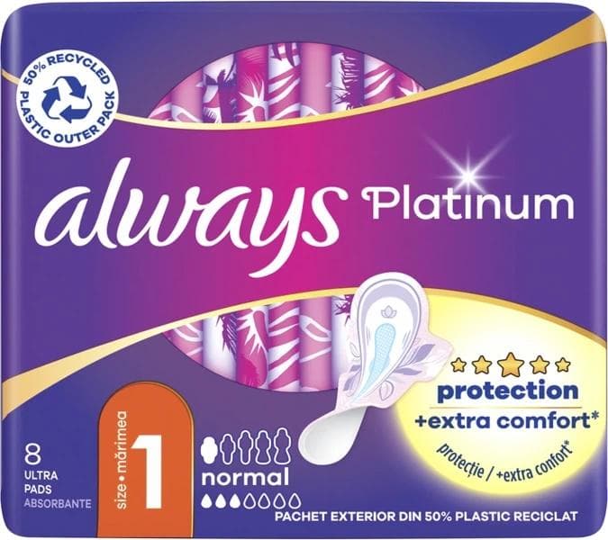 Always Platinum Serviettes Hygiéniques Normal Plus 8 Pièces
