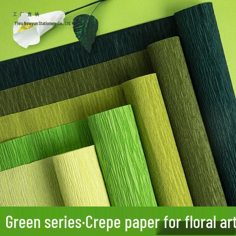 Papier Crêpe Vert Épais pour l'Art Floral DIY Fait Main et la Fabrication de Roses
