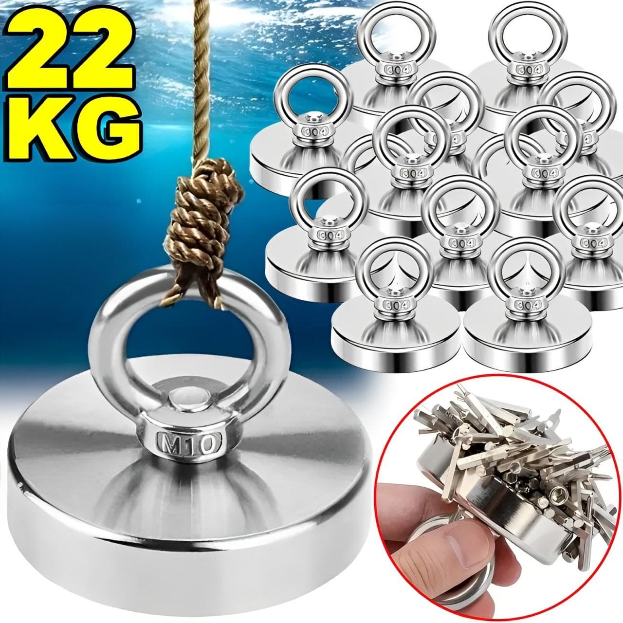 1 pcs Super Puissant Aimant Néodyme Pot Pêche Aimants De Récupération Puissant Aimant Crochet Super Puissant Aimants Néodyme Fort Magnétique