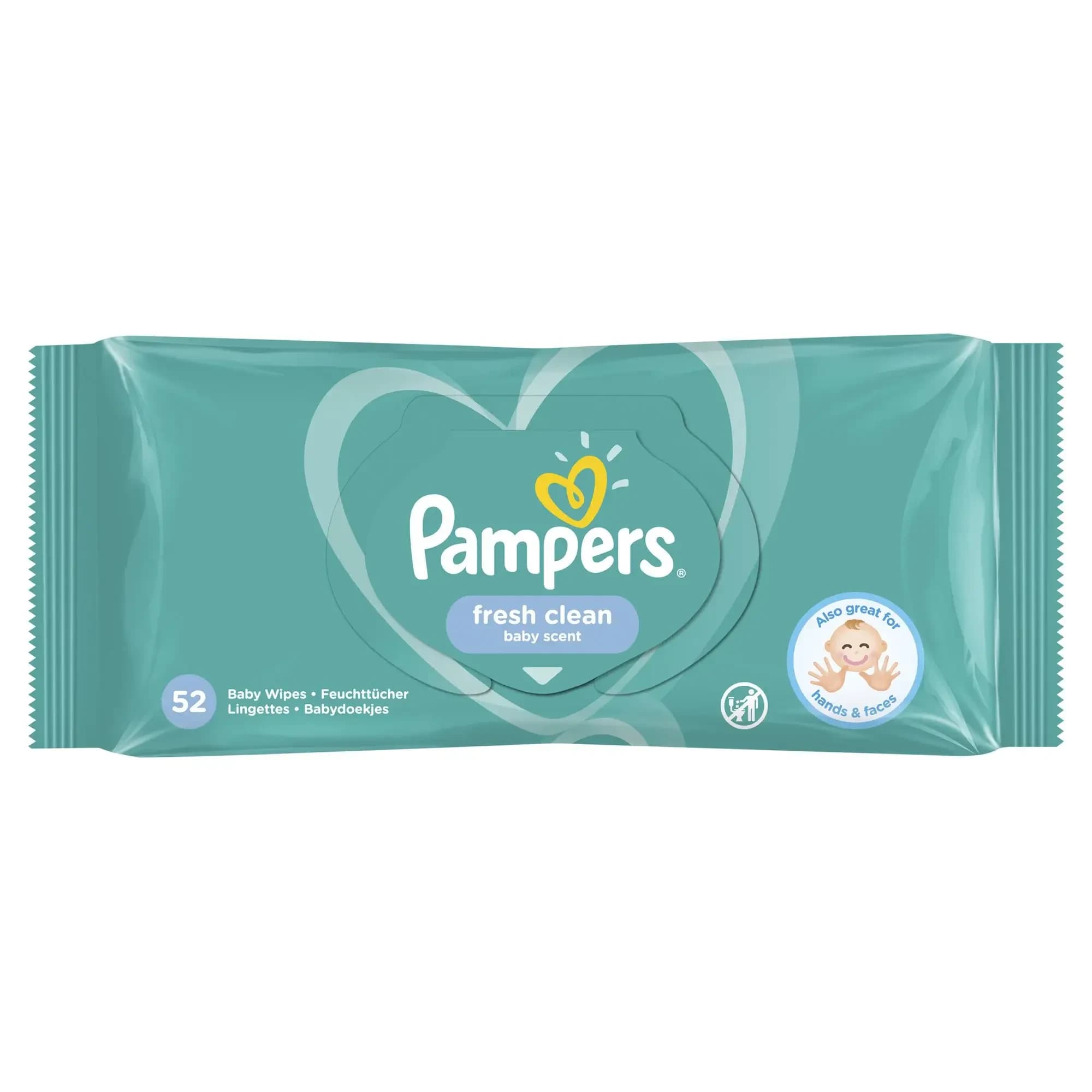 Lingettes humides Fresh Clean, 52 pièces, Pampers