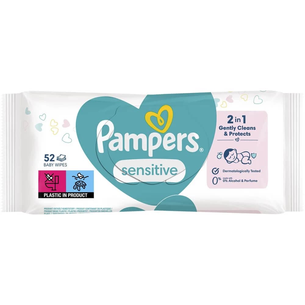 Lingettes humides Sensitive, 52 pièces, Pampers