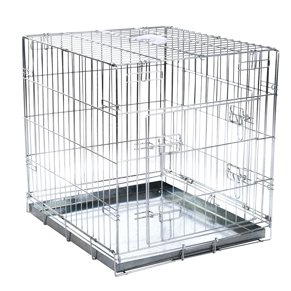 Cage Double Door avec coussin pour chien / chat l60 P89 H66 cm  - Cage métallique pour Chien