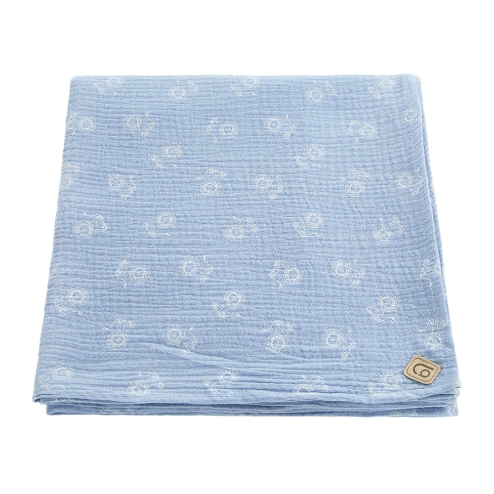 Couverture lange mousseline - bleu clair