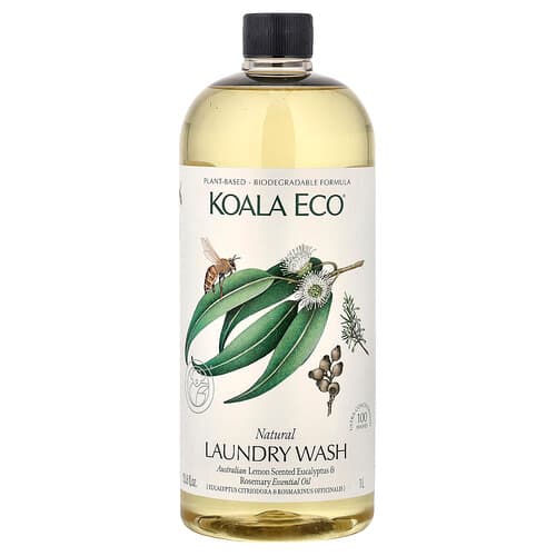 Koala Eco, Lessive naturelle, Huile essentielle d'eucalyptus et de romarin parfumé au citron australien, 1 l