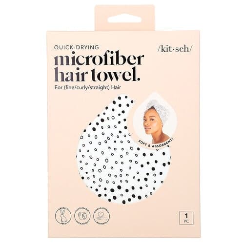 Kitsch, Serviette pour cheveux en microfibre à séchage rapide, Micro Dot, 1 pièce