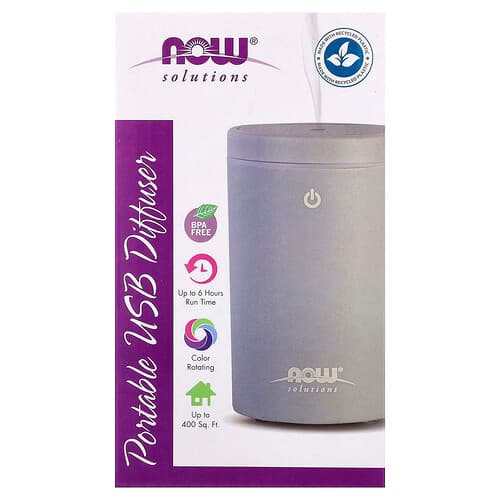 NOW Foods, Solutions, Diffuseur d'huile ultrasonique portable USB, 1 diffuseur