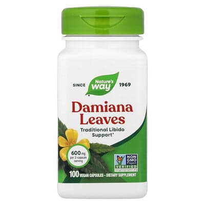 Nature's Way, Feuilles de damiana, 100 capsules vegan (300 mg par capsule)