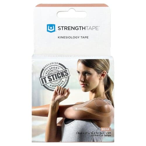 Strengthtape, Ruban de kinésiologie, Beige, 20 bandes prédécoupées