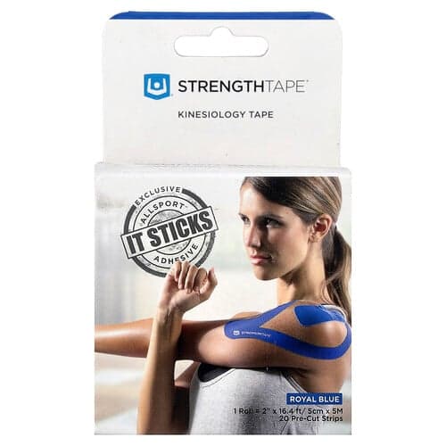 Strengthtape, Ruban de kinésiologie, Bleu royal, 20 bandes prédécoupées
