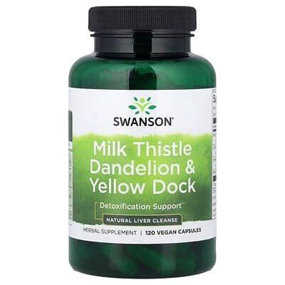 Swanson Vitamins, Chardon-Marie, Pissenlit et quai jaune, 120 capsules