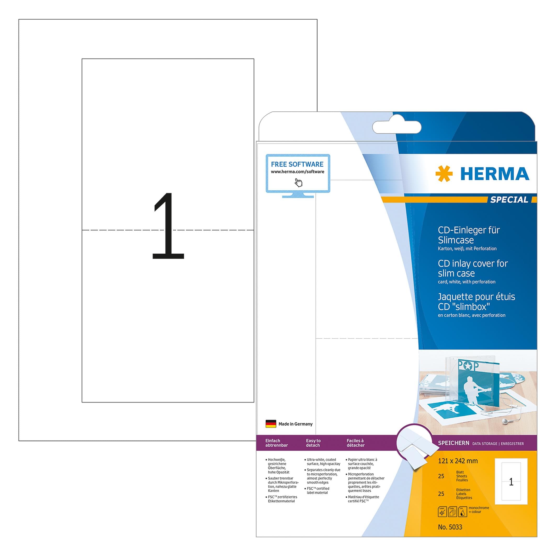 HERMA, Étiquettes, CD insert A4