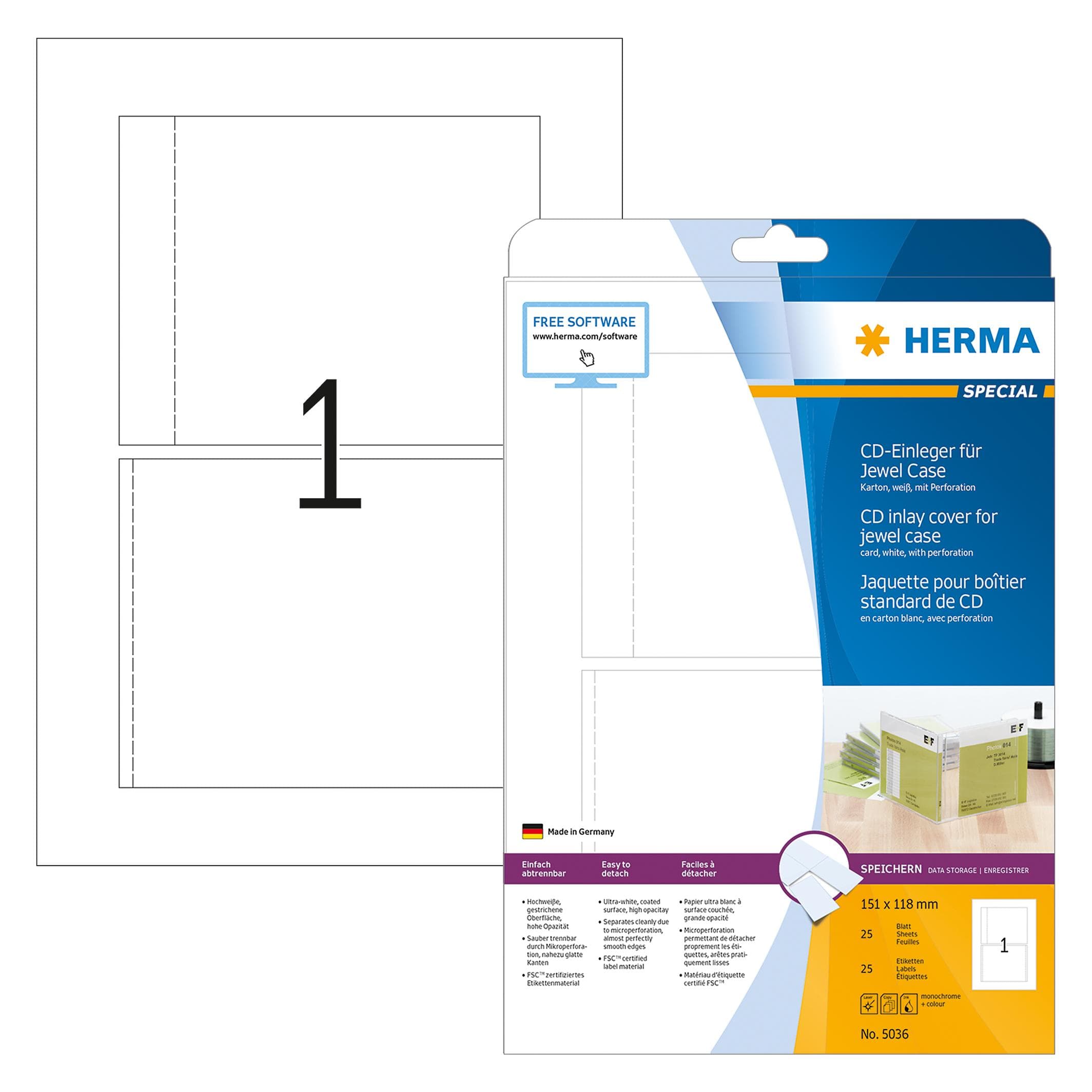 HERMA, Étiquettes, CD insert A4