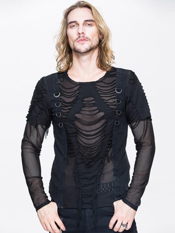 Halloween T-shirt transparent slim fit style punk rock gothique pour hommes