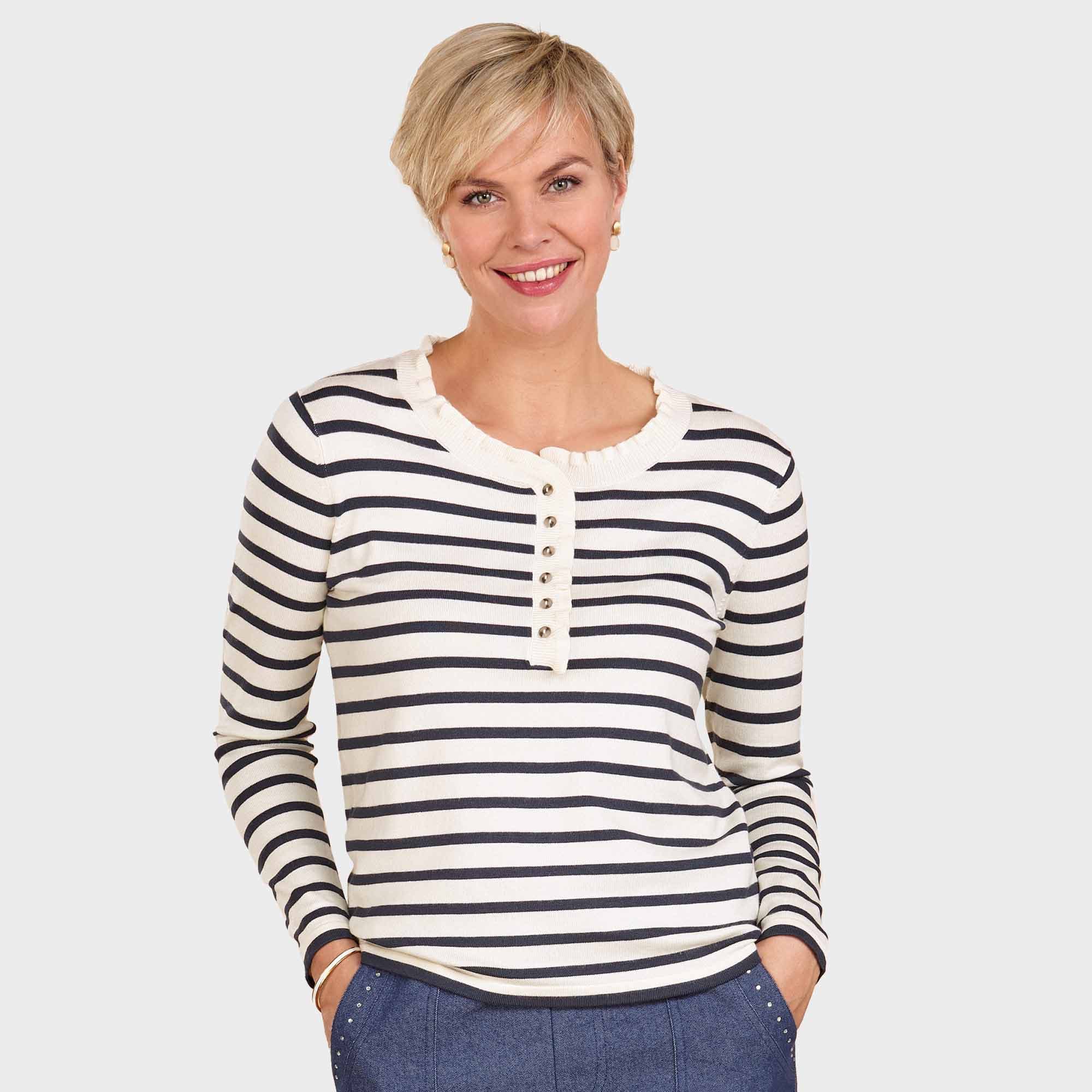 Pull marinière volanté Bleu - La Femme Moderne - Taille 42-44