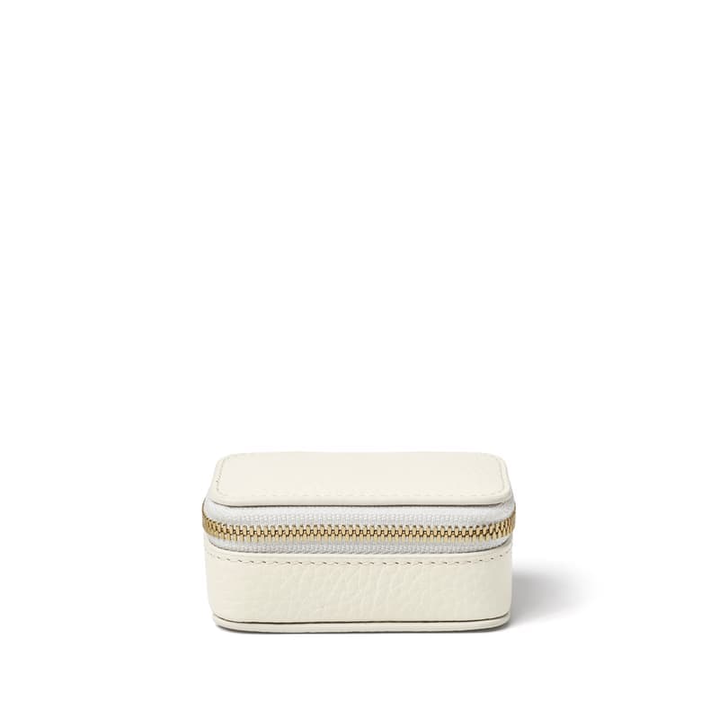 Aspinal of London Small Travel Jewellery Case Ivory Pebble