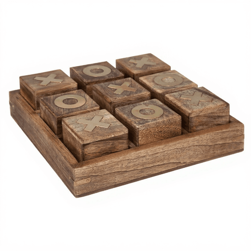 Atmosphera Jeu de morpion Oscar en bois de manguier - 23 × 23 cm