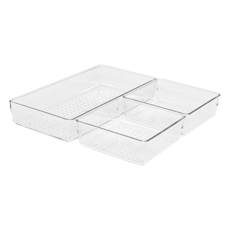 5five Lot de 3 organisateurs en plastique transparent, L 30,8 x l 15,6 x H 5 cm