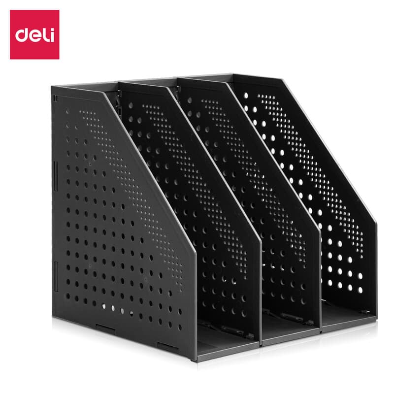 Deli Organisateur de dossiers à 3 volets pliable - Gris foncé