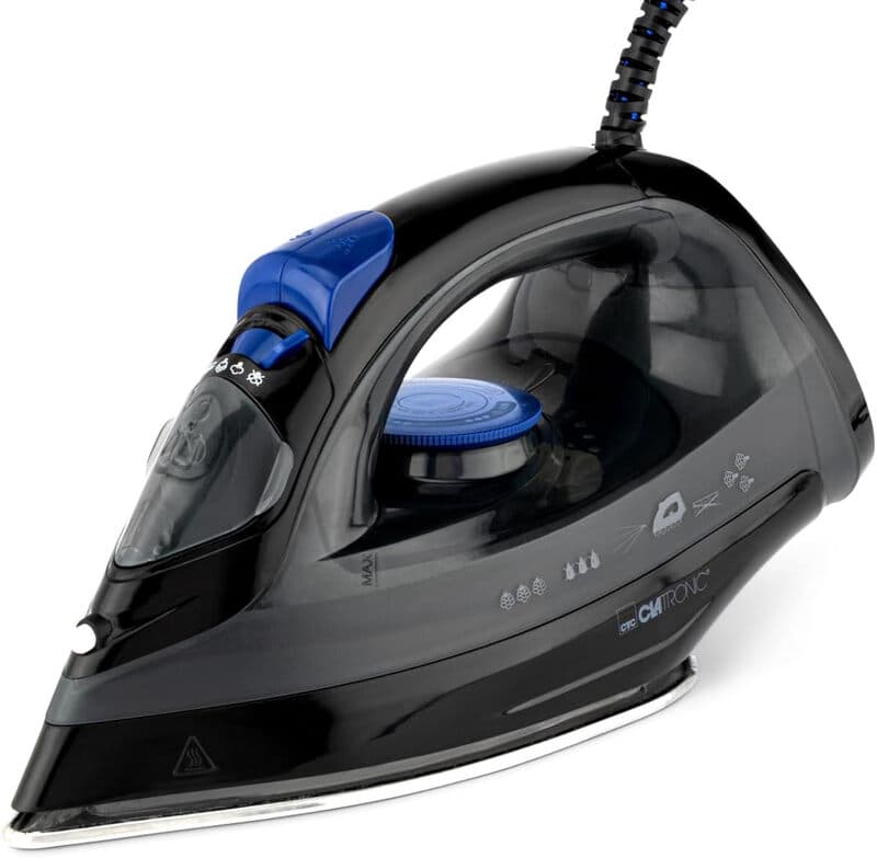 Clatronic DB 3703 Fer à vapeur avec semelle en acier inoxydable 1600 W - Noir