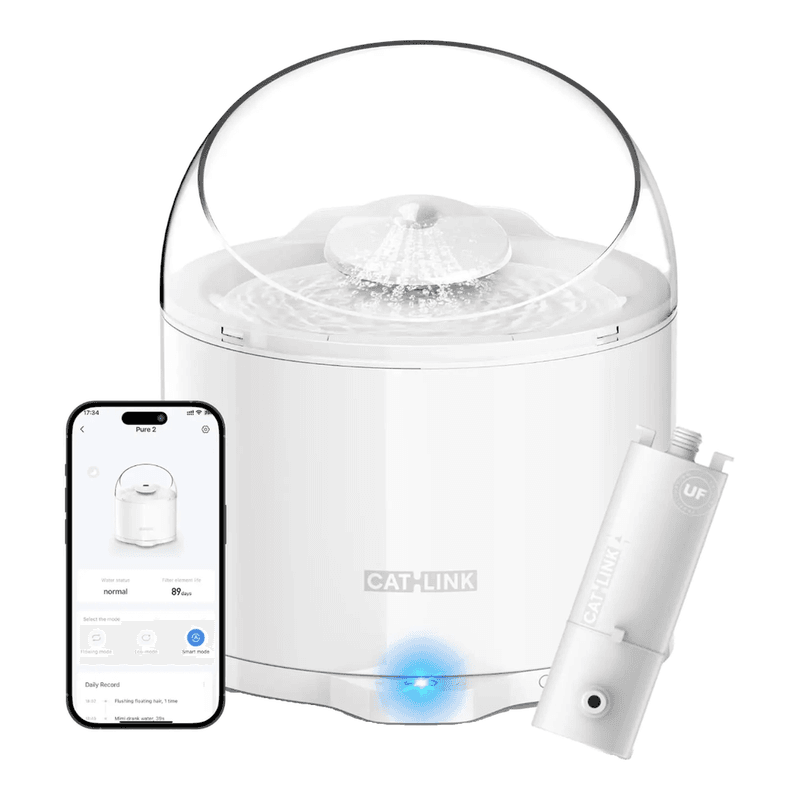 CATLINK Pure 2 W02 Distributeur automatique d’aliments pour animaux avec détection de l’état de santé, fonctionnement ultra silencieux et pompe
