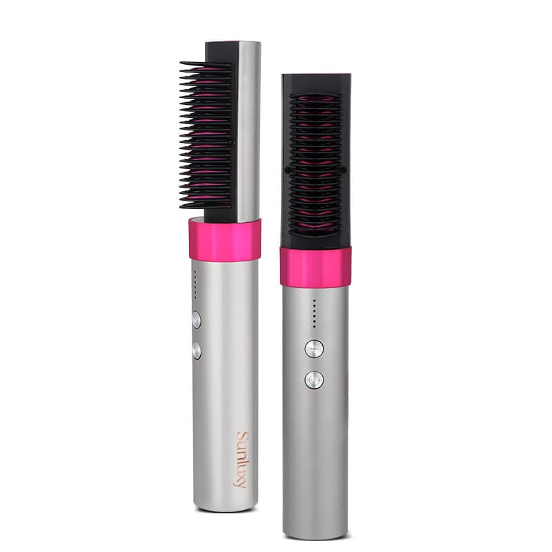 Sunluxy KD382 Brosse lissante ionique Soin capillaire 60 millions d’ions négatifs Plaque en céramique PTC Chauffage rapide 6 réglages de