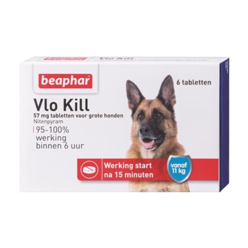 Beaphar Vlo Kill+ Anti-puces pour chien 11+ kg - 57 mg - 6 comprimés