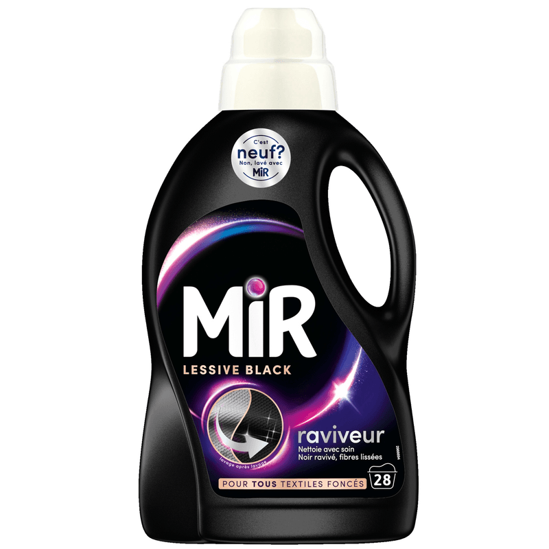 MIR Black Lessive liquide 3 en 1 ravive les couleurs 28 lavages 1,4 L