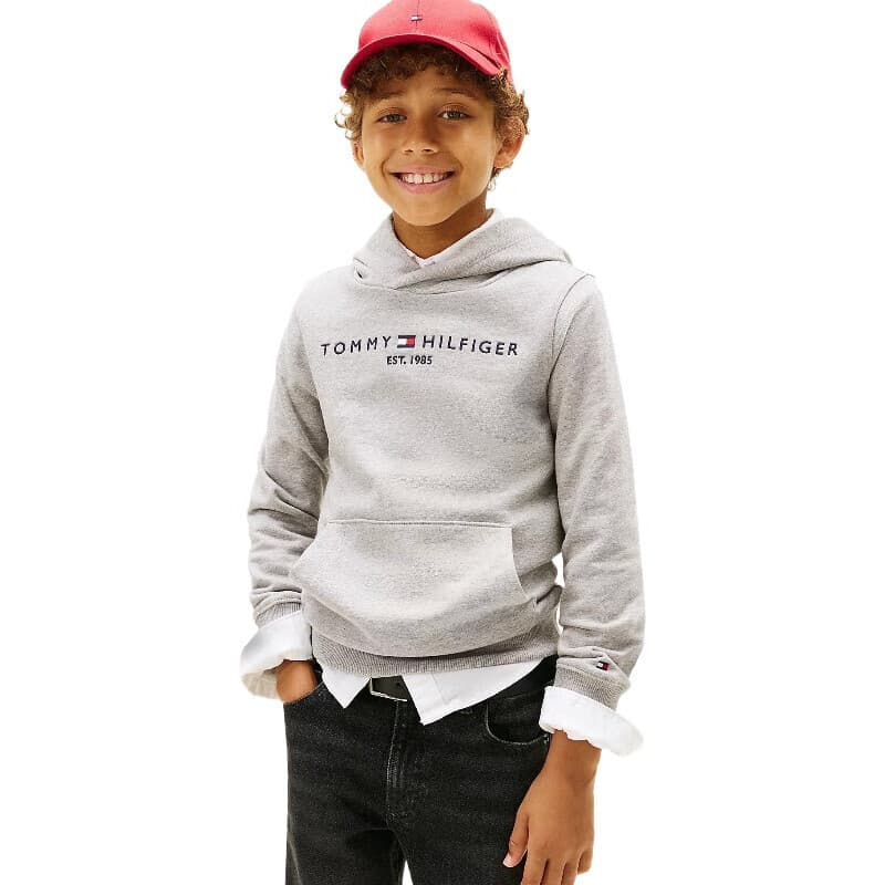 Tommy Hilfiger essential sweat à capuche enfant unisexe gris chiné clair - Taille 16