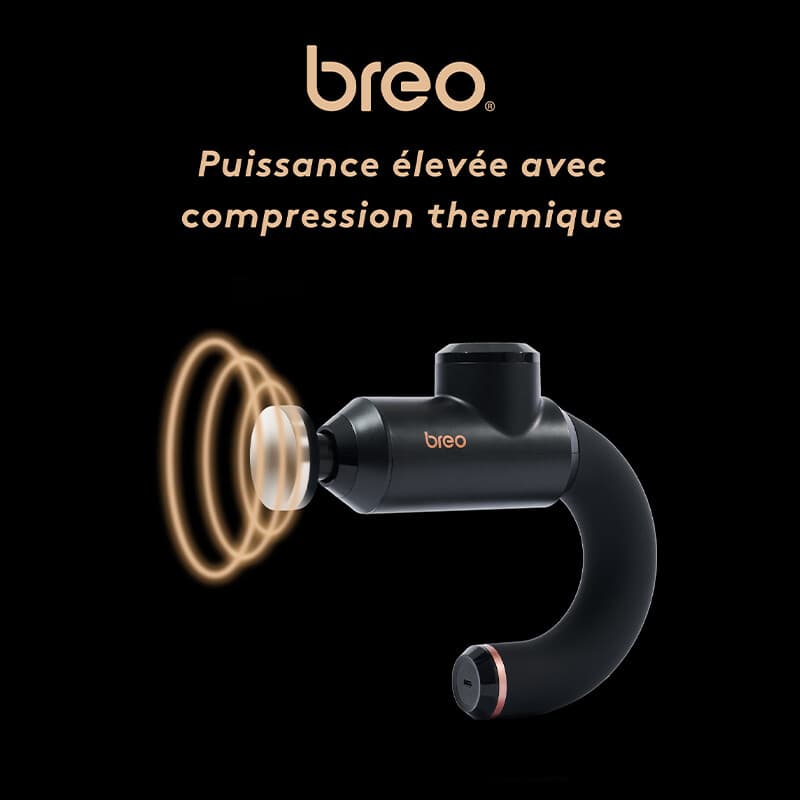 Breo Sport-M0500 Pistolet de massage chauffant à percussion, design ergonomique, recharge USB-C
