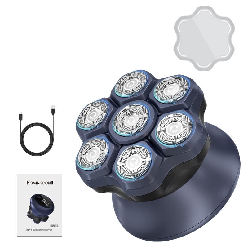 komingdon Rasoir électrique pour homme, tête de rasoir Boule, imperméable et rechargeable, adapté au rasage à sec et mouillé - idéal pour le