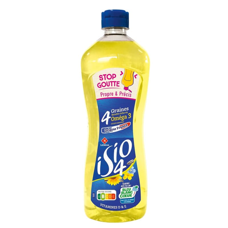 LESIEUR Huile Combinée 4 Huiles De Graines, Stop Goutte ISIO 4 la bouteille squeeze de 675ml