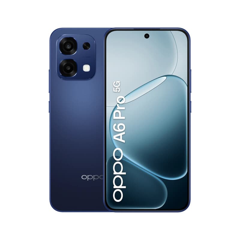 OPPO A6 Pro 5G CPH2781 Europe 256 Go 8 Go, écran AMOLED 6,57" 120 Hz, caméra IA 50+16 MP, batterie 6500 mAh, résistance à l'eau IP69, Bleu
