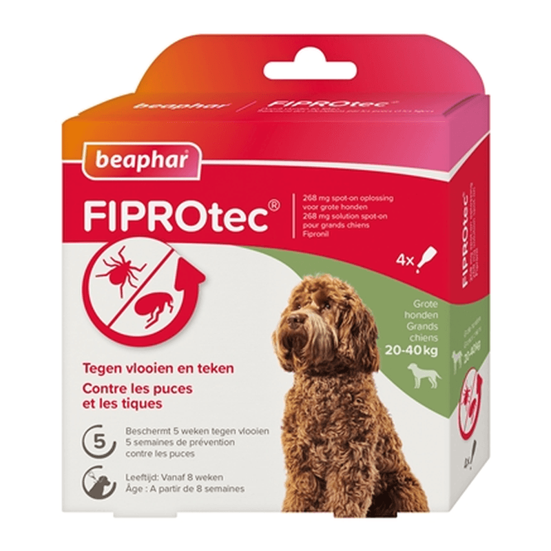Beaphar FIPROtec Spot-On Chiens 20-40 kg - 4 pipettes de 268 mg