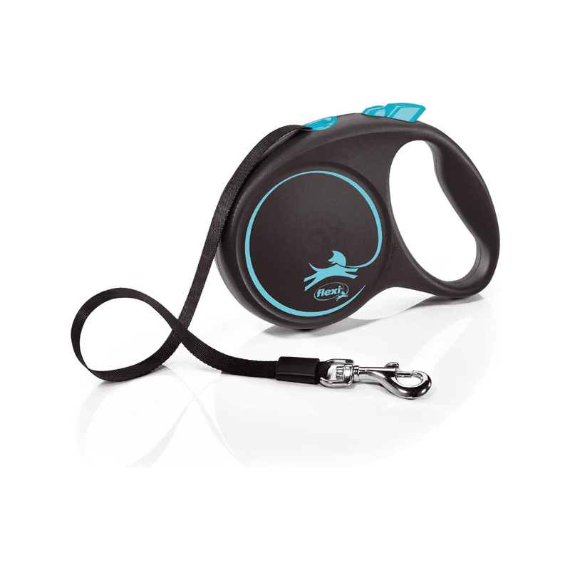 Flexi M - Laisse rétractable 5 m, noir/bleu, pour chiens jusqu'à 25 kg