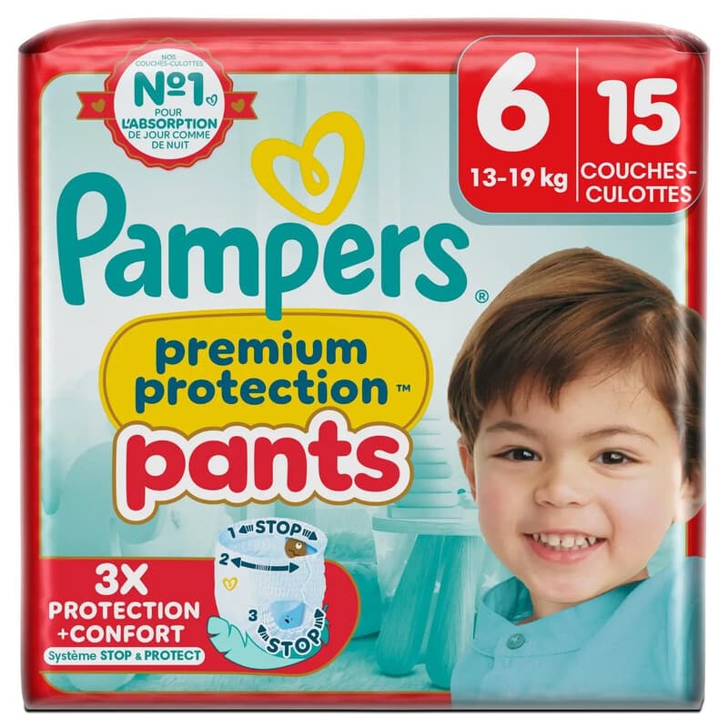 Pampers Pants Premium Protection, taille 6 (13-19 kg) - 15 couches