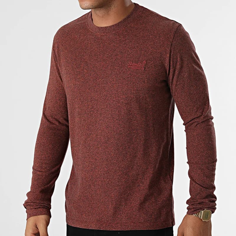 SUPERDRY T-shirt à manches longues avec logo vintage, jaspe rouge - Taille M
