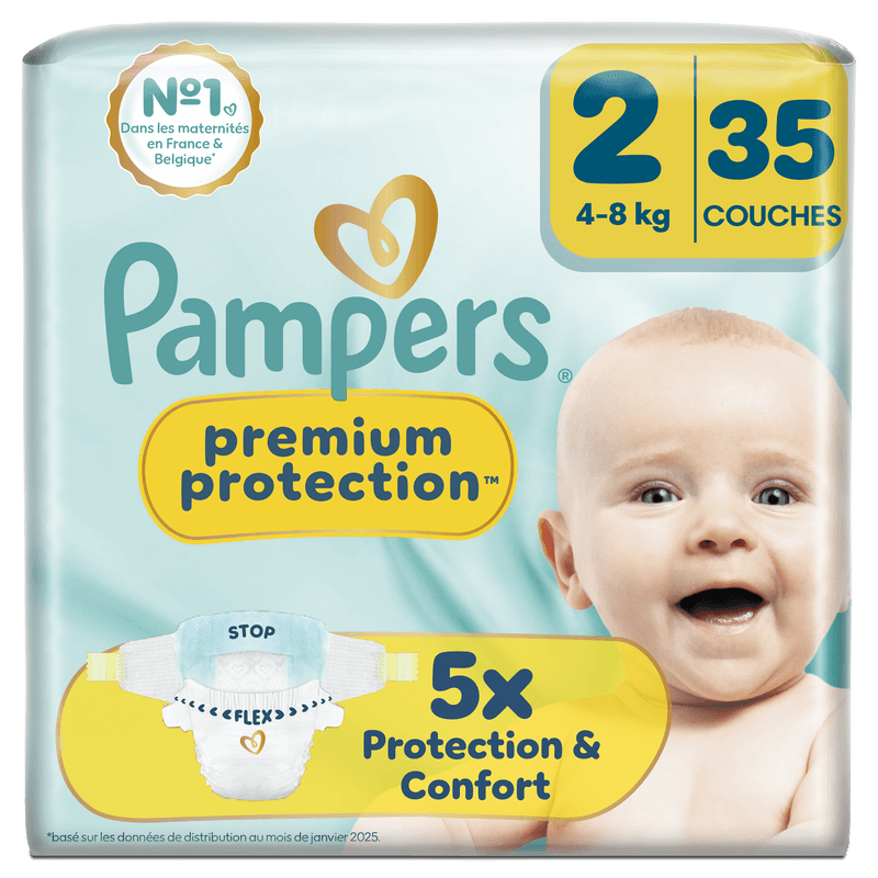 Pampers Premium Protection, Taille 2, 35 Couches, 4-8kg, Notre N°1 Pour La Protection De La Peau Et Contre Les Fuites