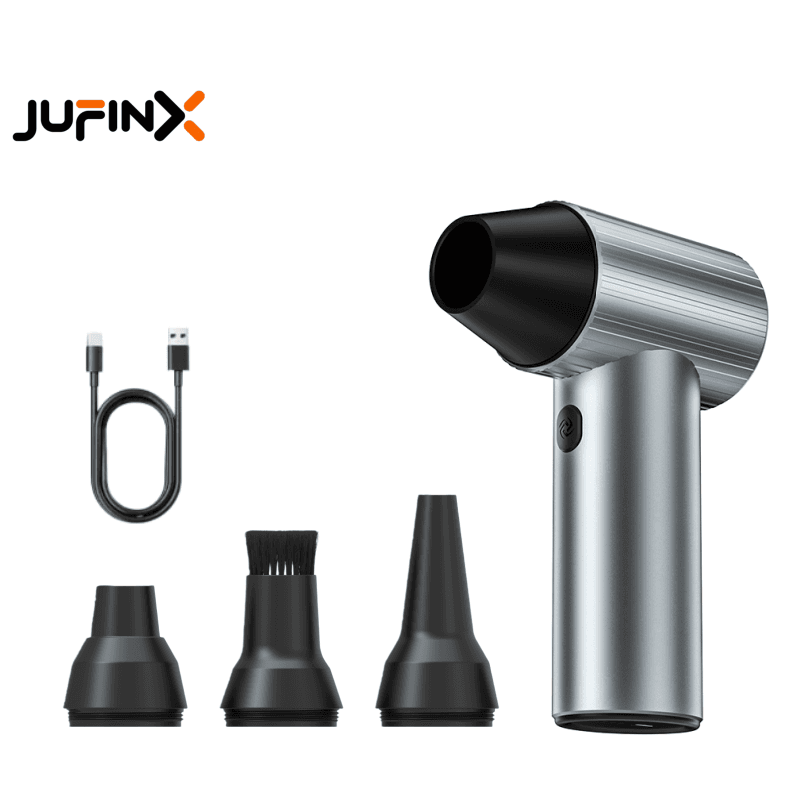 WOLFBOX Style JUFINX X7 Détecteur de poussière à air comprimé - Ventilateur Turbo 90 000 tr/min | Charge rapide 20 W, batterie rechargeable, 3