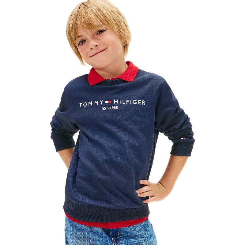 Tommy Hilfiger Essential Sweat Enfant Unisexe Bleu Taille 4 Ans