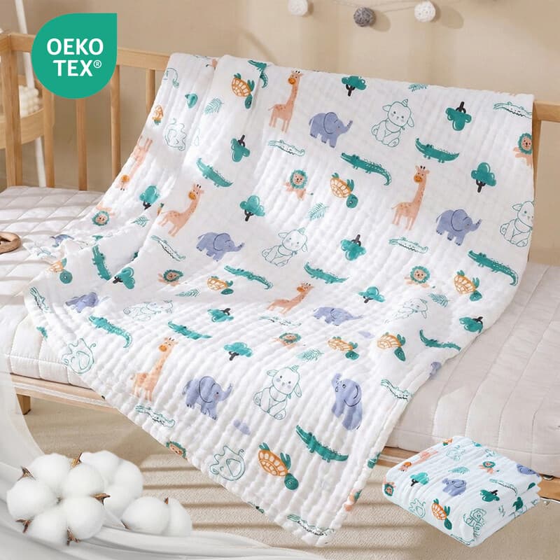 LeBonsoir Lot de 1 serviette de bain et 1 serviette de toilette en mousseline carrées en coton 100 % biologique motif éléphant - 25 x 50 cm et 70 x
