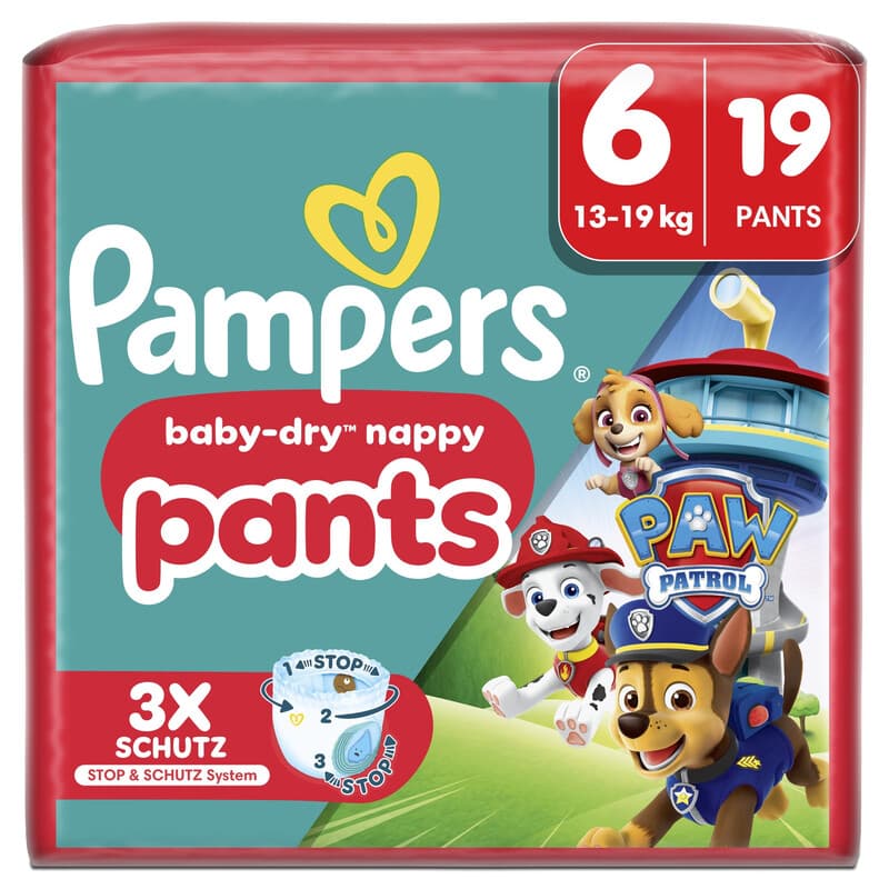 Pampers Baby-Dry Pants Paw Patrol, Taille 6, 19 couches-culottes