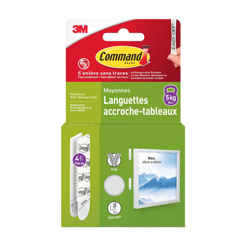 Command™Languette de fixation enlevable tableau Blanc Moyen modèle