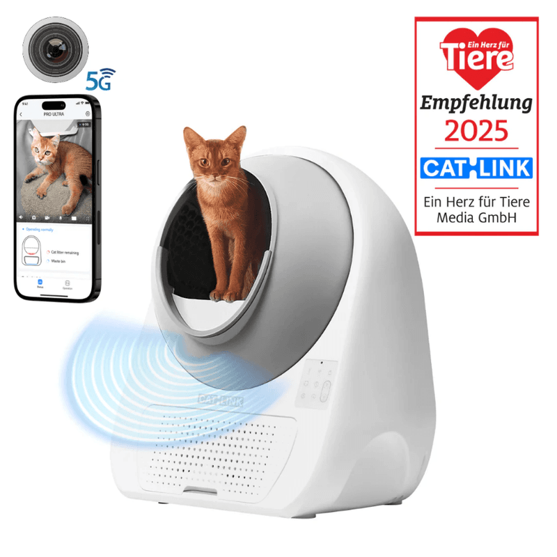 Catlink Pro-X Bac à litière pour chat de luxe autonettoyant avec contrôle via application et double élimination des odeurs - 65 L