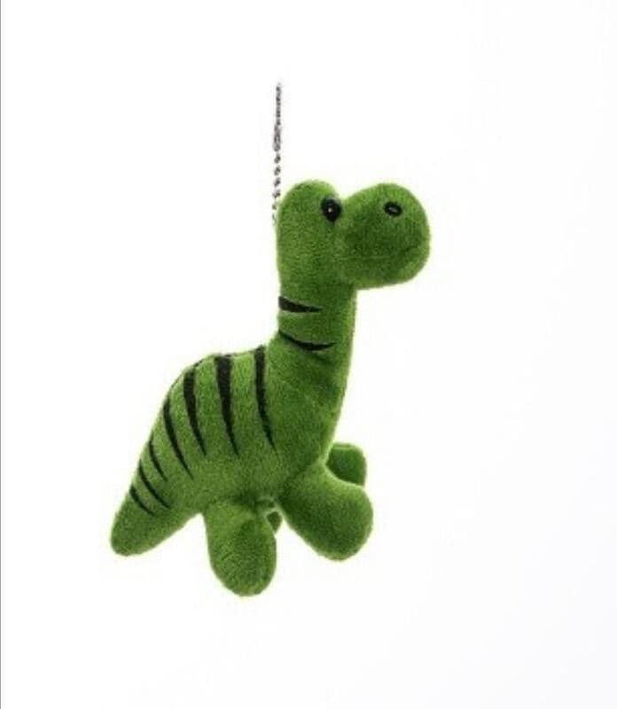 Porte-clés en peluche dinosaure à rayures 15 cm
