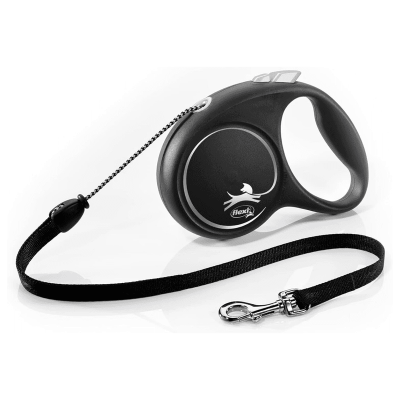 Flexi M Cord 5 m - Noir/Argent - Laisse rétractable pour chiens jusqu'à 20 kg