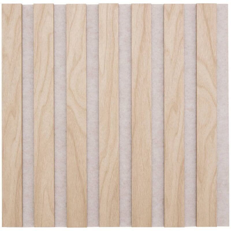 Atmosphera Lot de 3 panneaux décoratifs tasseaux bois Colva effet chêne clair sur fond gris - 30 x 30 cm