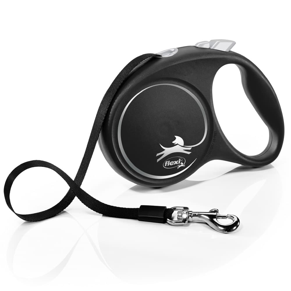 Laisse flexi Black Design noir, 5 m pour chien - taille L : jusqu'à 50 kg